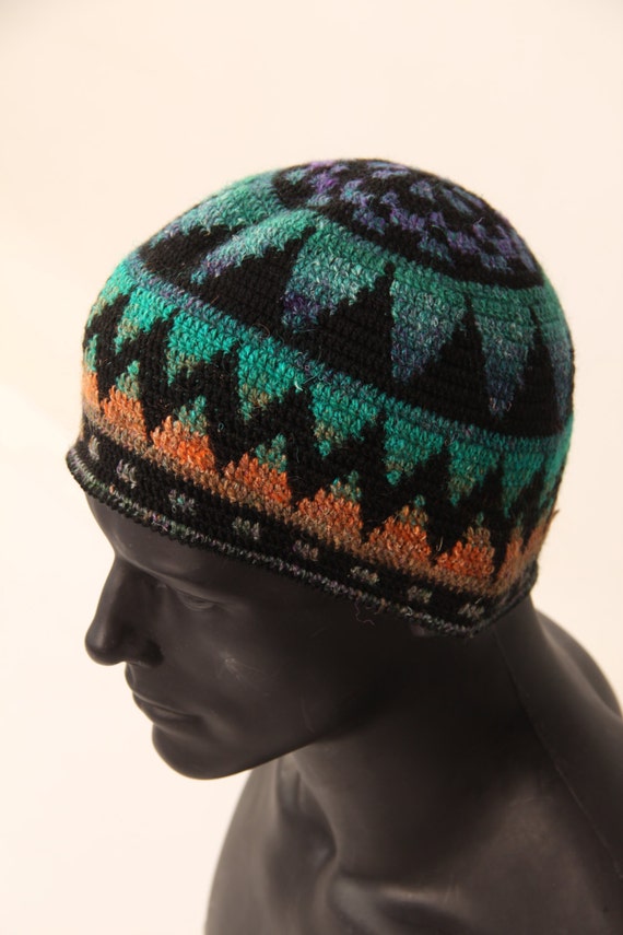 Men's skullcap beanie bohemian hat tribal mandala by SandrasMagic