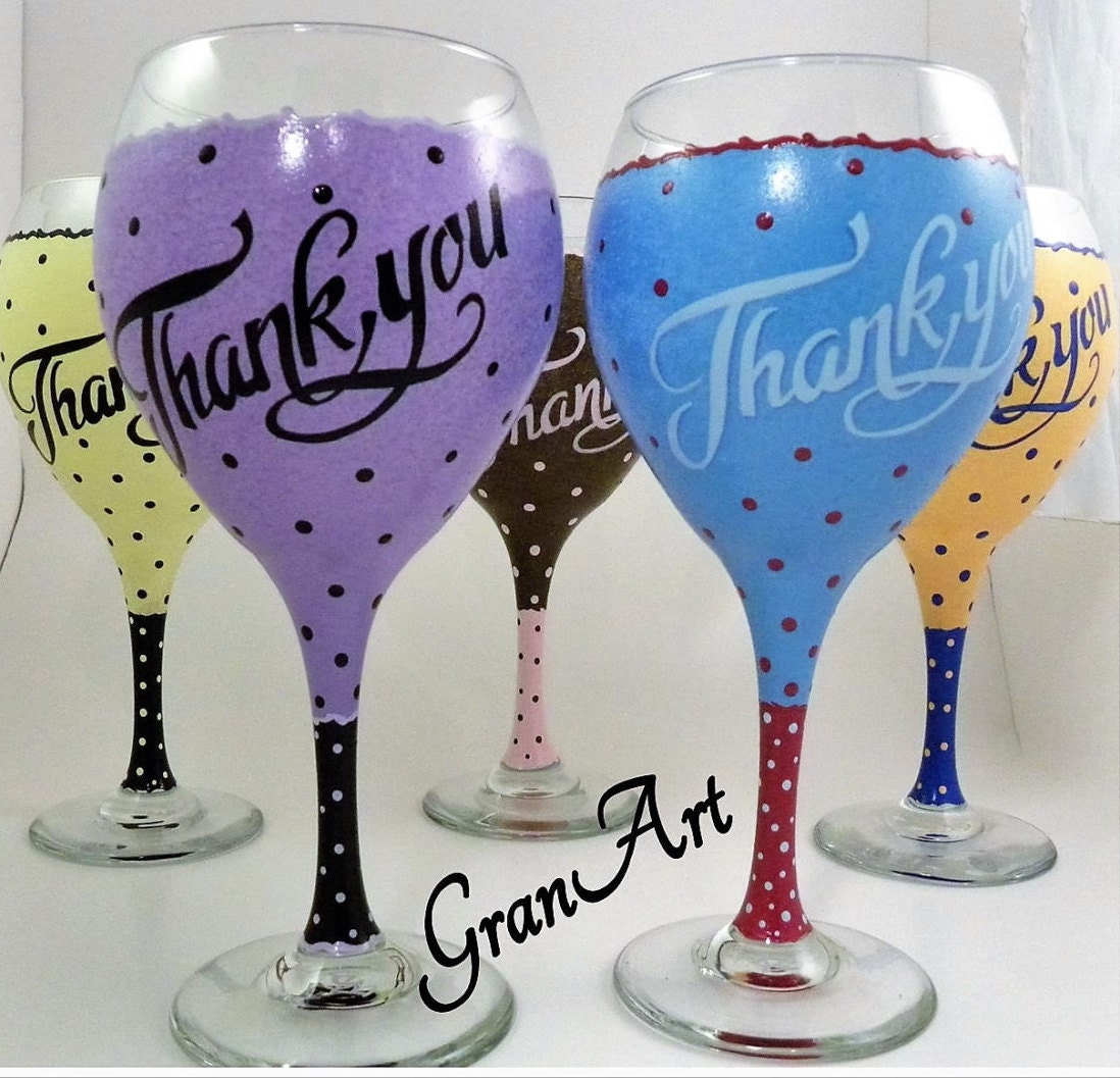 Party Favors Thank You Wine Glass Corporate Ts Painted