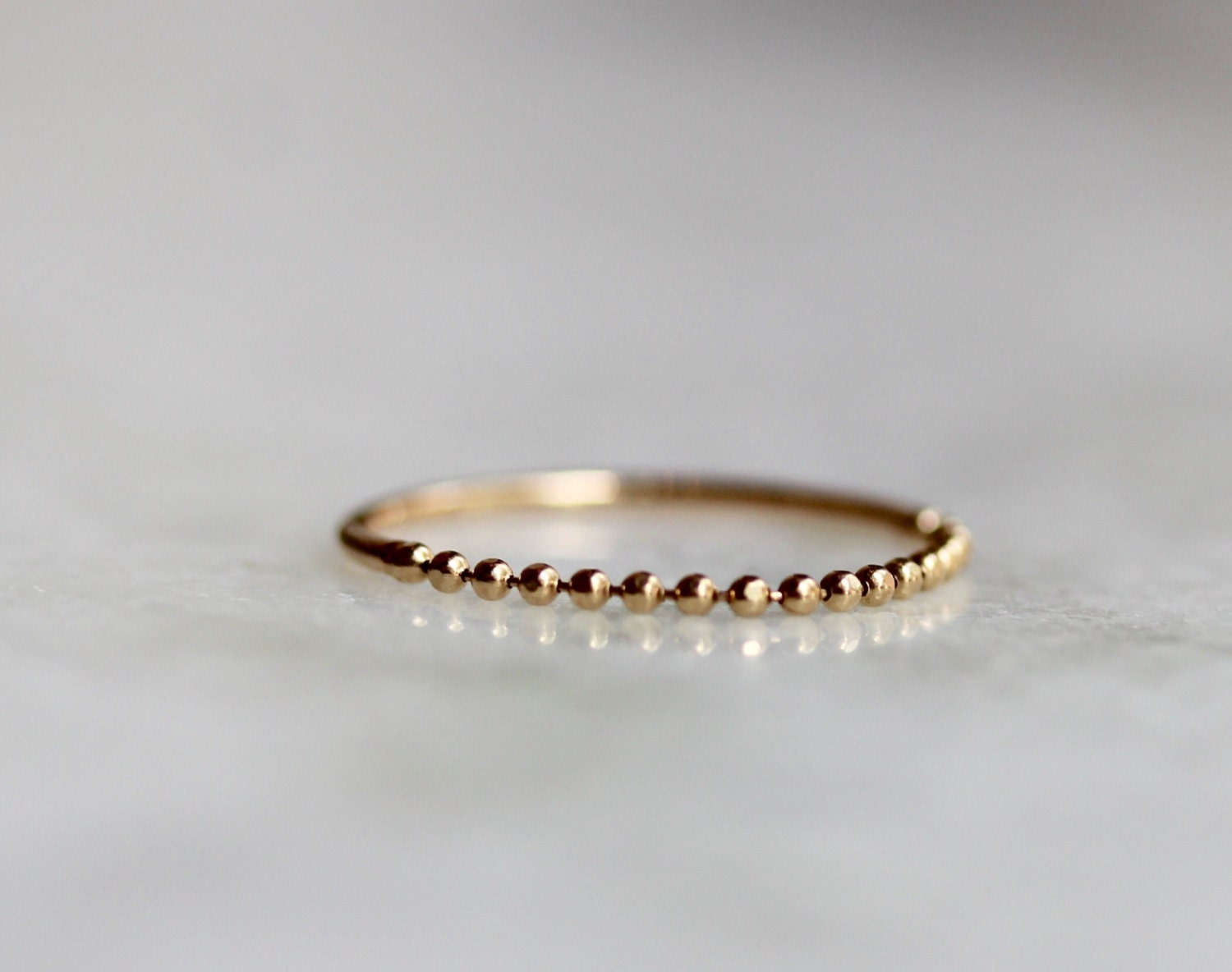 14k Chain Ring Ball Chain Ring Solid Gold Half Ring Half