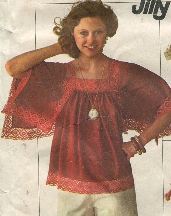 1970s Handkerchief Angel Sleeve Top Pattern Simplicity 7569