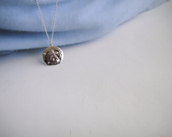 Sterling Silver Sand Dollar Necklace, Nautical Necklace, Silver Layering Necklace