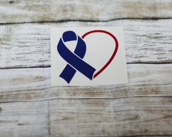Awareness Ribbon Half Heart Decal / Monogram sticker / yet cooler monogram decal / laptop decal / car decal /circle monogram