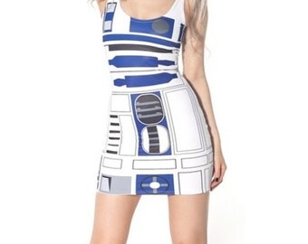 READY TO SHIP R2D2 Star Wars Bodycon Dress Womens Adult Costume Cosplay Sexy Robot Outfit Size Small Medium Halloween