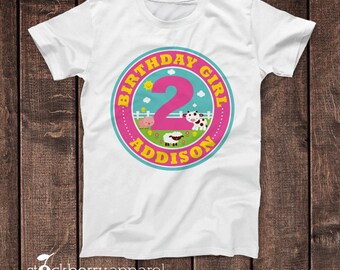 Girl Farm Birthday Shirt - Personalized Farm Birthday Outfit - Girl Farm Party - Custom Farm Animal Birthday Shirt - 2nd Birthday Shirt Girl