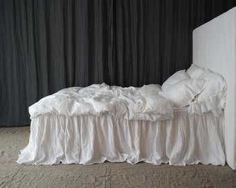 LINEN BEDSKIRT dust ruffle. Linen bed skirt. Handmade by MOOshop.*5