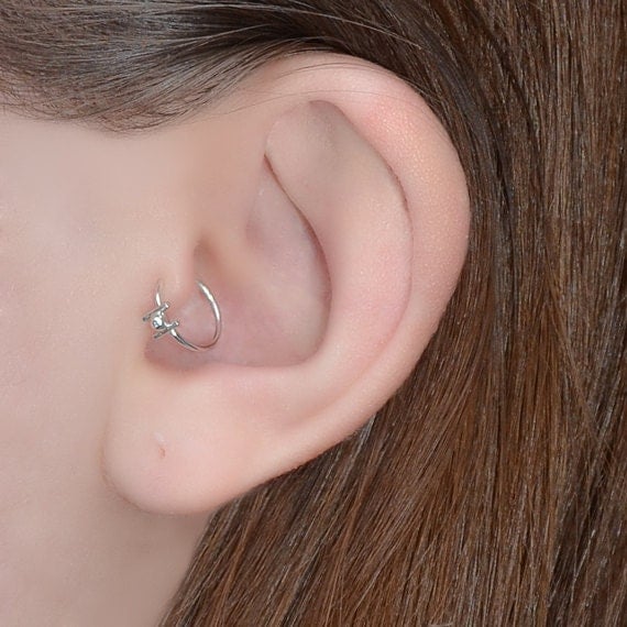 Tragus Earring - Silver Nose Piercing - Nose Ring - Helix Ring - Tragus Hoop - Daith Piercing - Cartilage Ring - Rook - Nose Ring 20g