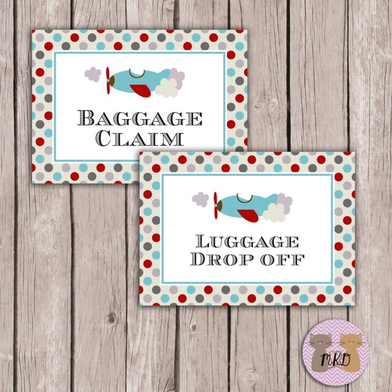 INSTANT DOWNLOAD Baggage Claim Sign Luggage Drop Off Sign