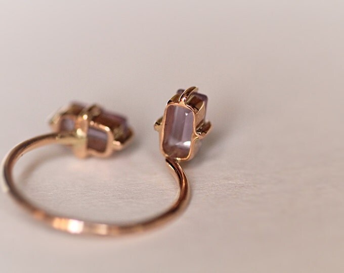 Amethyst gold open ring Rose Gold ring Purple stone ring Natural stone ring Gold Engagement Ring Womens ring Delicate jewelry
