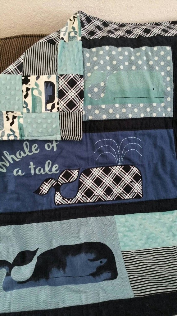 Quilted Whale Panel/Whale/Children's quilt/ nautical