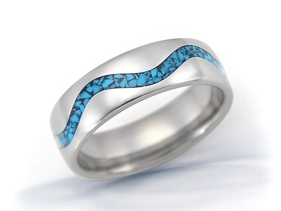 Titanium Ring Turquoise Ring Mens Ring Womens Ring Wedding