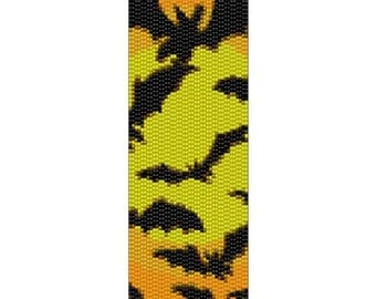 Peyote Bracelet Pattern Halloween Bats on Moon
