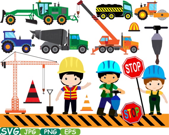 Construction Machines Cutting Files SVG Silhouette builders