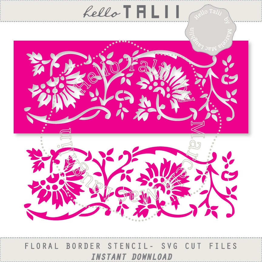 Download Floral Border Stencil SVG Cut files PNG Clipart Decorative