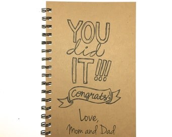 Graduation Gift, You Did It, Congratulations Gift, Journal, Graduation, Card, Writing Journal, Custom, Notebook, Personalized, Sketchbook
