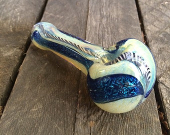 Color Changing Inside Out Glass Spoon Pipe With Dichroic Stripe