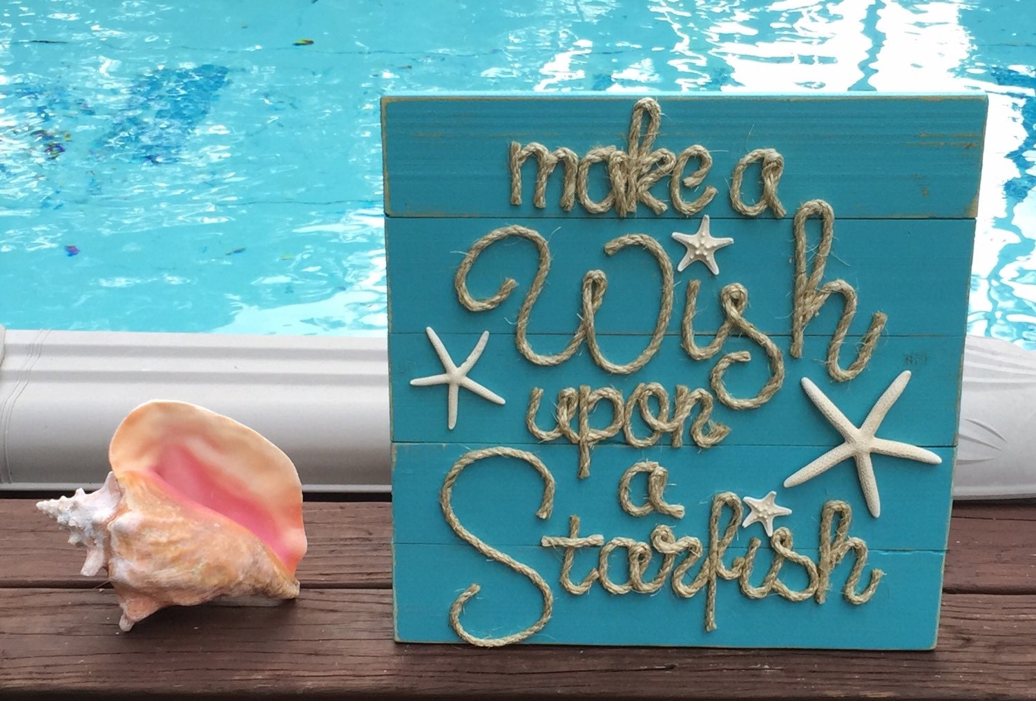 Handmade Make A Wish Upon A Starfish Beach Pallet
