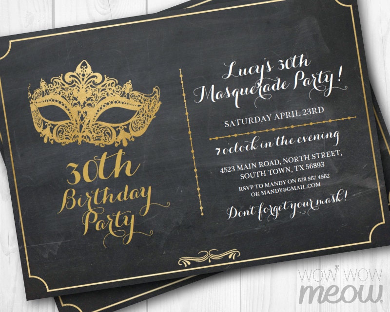 invitation 50th birthday letter for Party MASQUERADE Mask Gold Invitation Elegant Invite Birthday