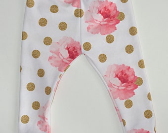 baby girl leggings, organic cotton leggings, flower print leggings, newborn leggings, toddler leggings