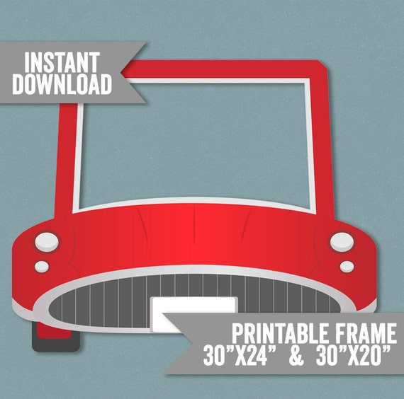 Car Frame Prop Printable red car photo booth frame kid's