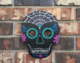 Sugar Skull, Dia De Los Muertos, Day of the Dead Hand Painted Skull
