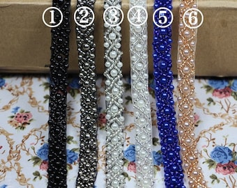 Dress Decorative Beaded Lace Trim Supplies 1cm 1.5cm Width Lace Crafting