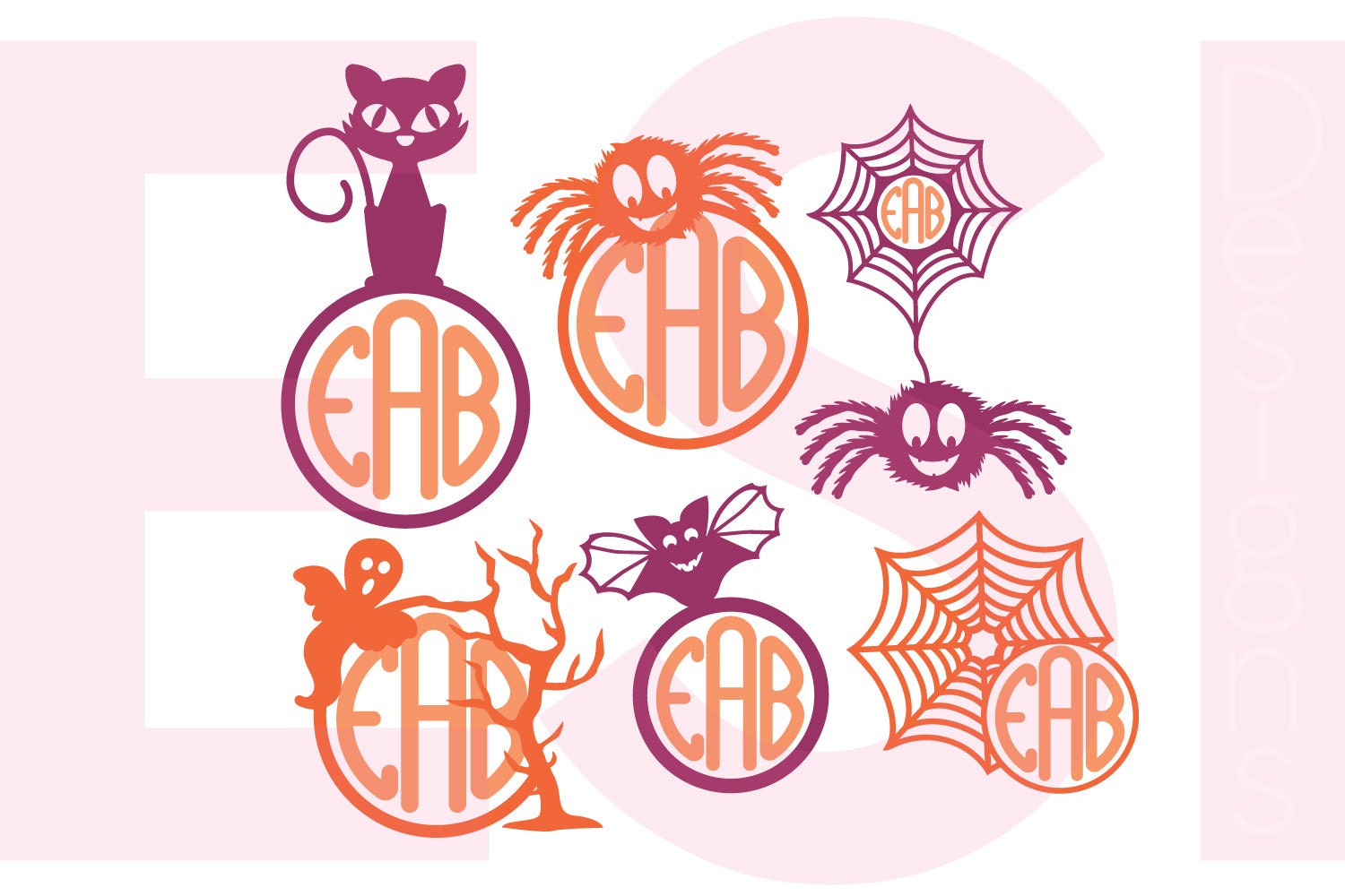 Download Halloween monogram frames SVG DXF EPS Bundle 1 cutting