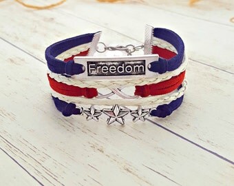 USA Bracelet, Patriotic Bracelet, 4th Of July Outfit Accessories, Star Bracelet, Patriotic Jewelry, Red White and Blue Jewelry, Gift for Her