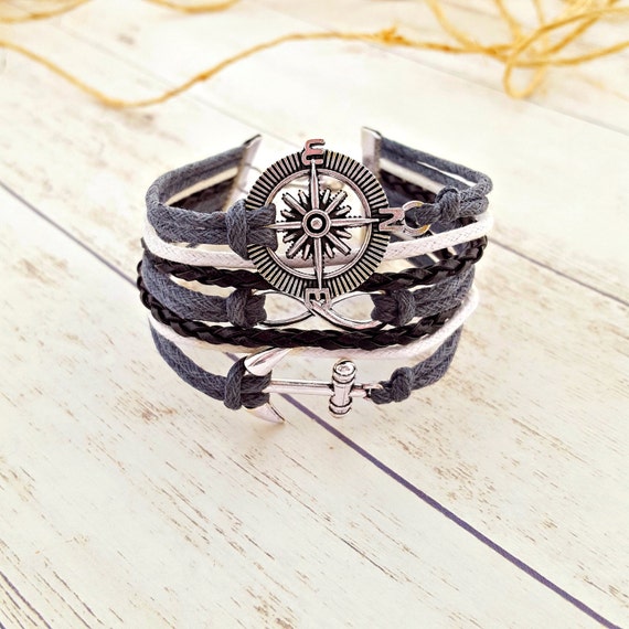 Compass Bracelet Anchor Bracelet Infinity by RiverbendBraceletCo