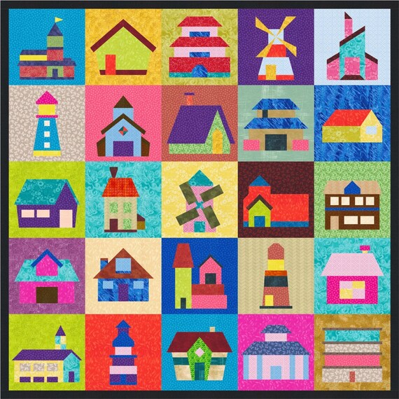 Houses Buildings Windmills Homes 25 Quilt Block Patterns