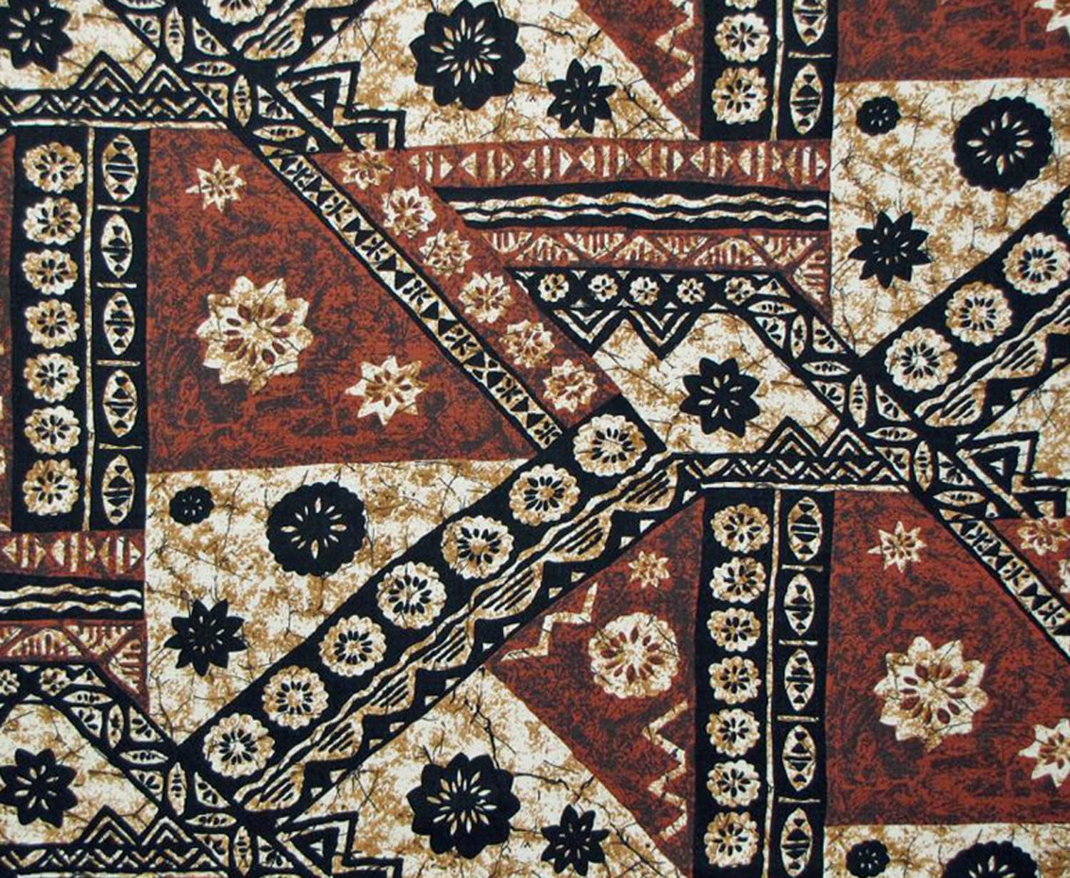 Barkcloth Hawaii Cotton Fabric Brown Tapa by HawaiianFabricNBYond