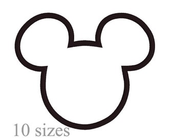 Mouse applique design, Mouse embroidery, Mickey Mouse applique design, 10 sizes, Instant download