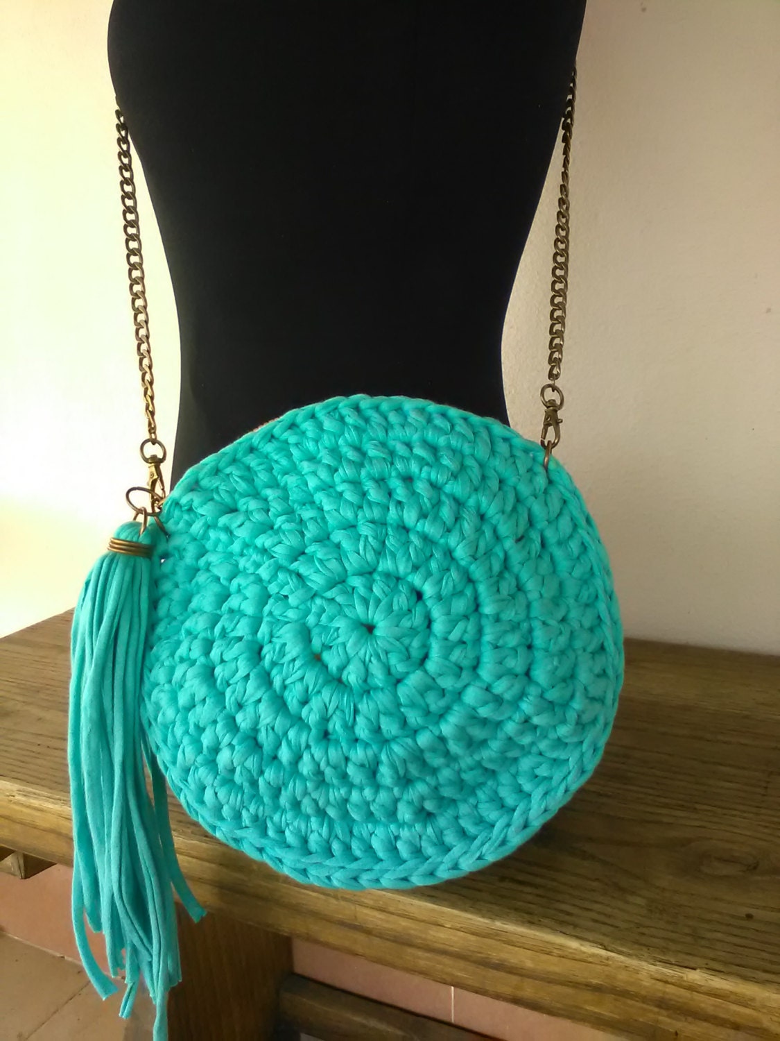 Round Purse/bag turquoise Crossbody Round Crochet
