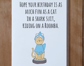 Shark Cat Birthday Card - Funny Cat Birthday
