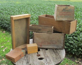 Lot Assorted Wooden Crates Boxes Storage Containers Vintage Advertising Sign L