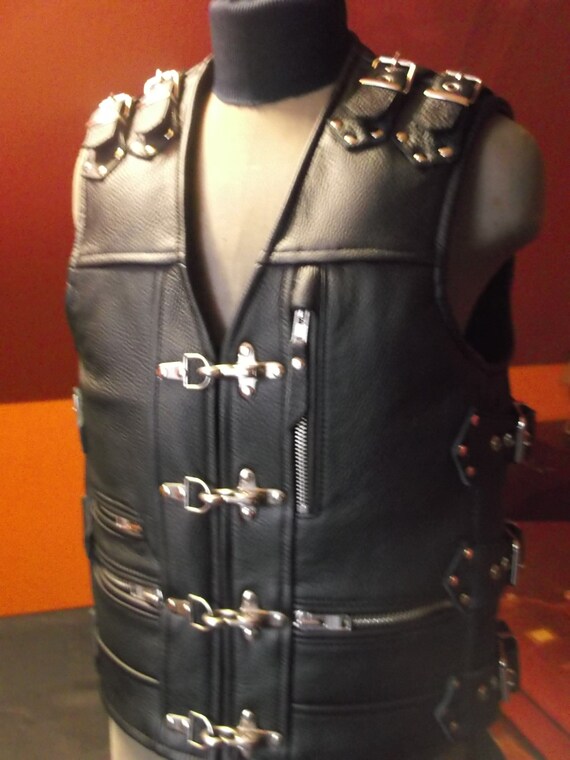 Heavy thick leather 18 2mm Handmade Biker vest motorcycle