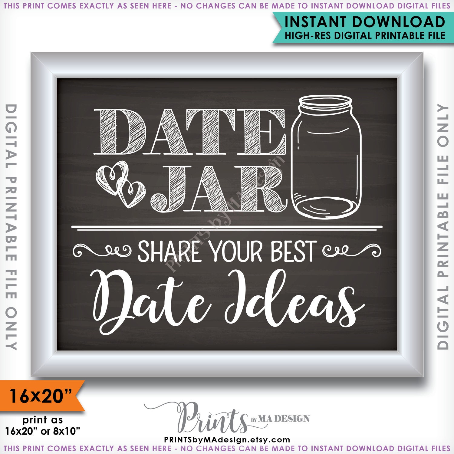 date-jar-sign-date-ideas-jar-share-your-best-date-ideas-wedding-sign-chalkboard-style-16x20