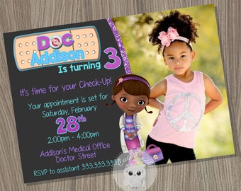 Doc McStuffins Invitation, Doc McStuffins Birthday Invitation, Doc McStuffins Party, Doctor Invitation, Doc Invitation, Mcstuffins Birthday