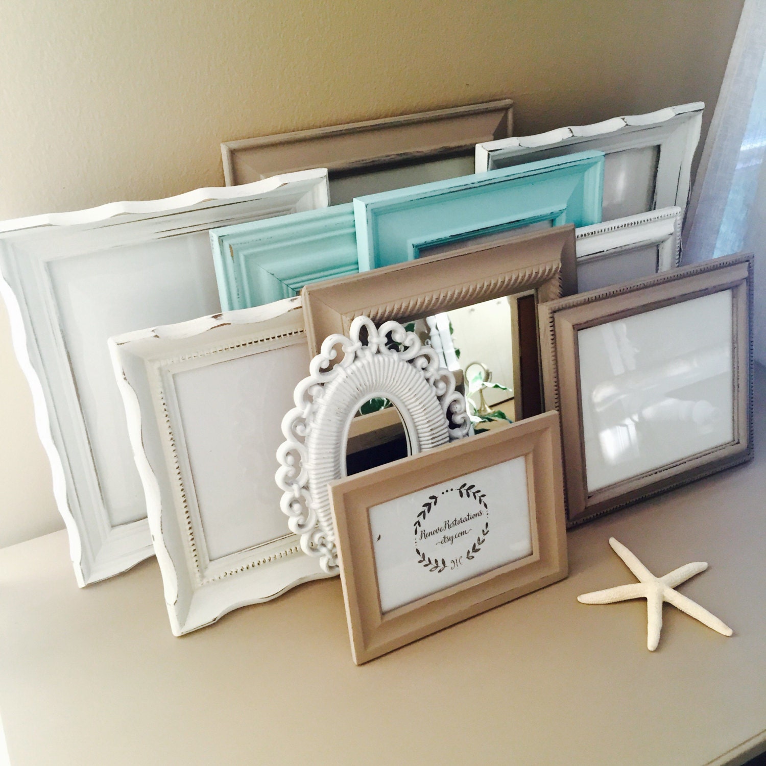 Gallery Wall Frames Set custom taupe and blue gallery wall frame set hand-painted and Gallery Wall Frames Set custom taupe and blue gallery wall frame set hand-painted and