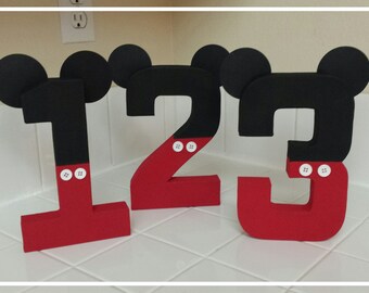Mickey Mouse inspired photo prop, mickey mouse birthday decor, number photo prop, 8" paper mache numbers, birthday number props, Photo prop