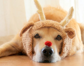 Reindeer Dog Costume, Reindeer Hat for Dogs, Dog Antlers, Christmas Dog Costume, Deer Hat for Dogs, Christmas Photo Prop for Large Dogs
