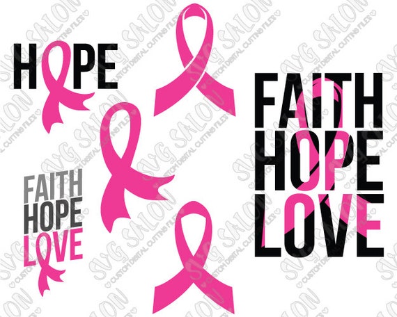 SVG Faith Hope Love Breast Cancer Awareness Ribbon by SVGSalon