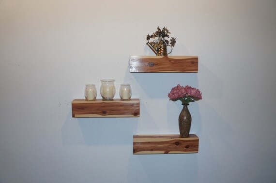 Rustic Cedar Floating Shelves Rustic Shelf by SeasonablyRustic