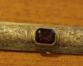 Vintage brooch, Amethyst, Handerbeit ,935 , 2.5inches, 4.67grams