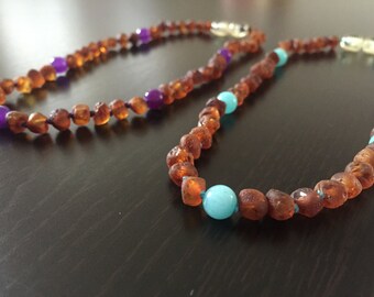 Baltic Amber Teething Necklace - RAW COGNAC