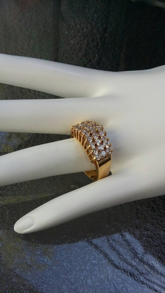 Vintage 14k HGE LIND 3 Channel Raised Dome CZ Cocktail Ring