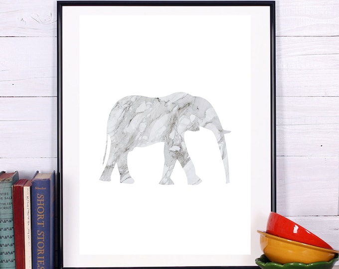 Marble Elephant Poster / Elephant Printable / 50x70 Elephant Poster