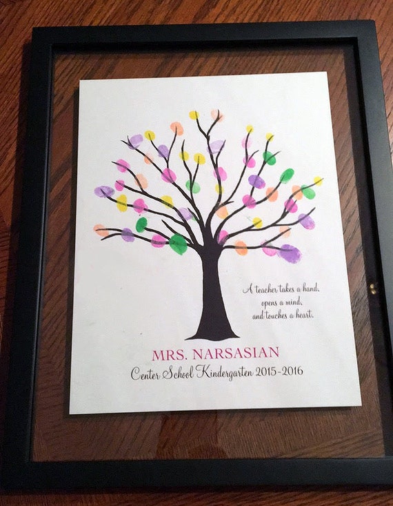 Teacher Fingerprint Tree Gift A Teacher Takes a Hand Quote