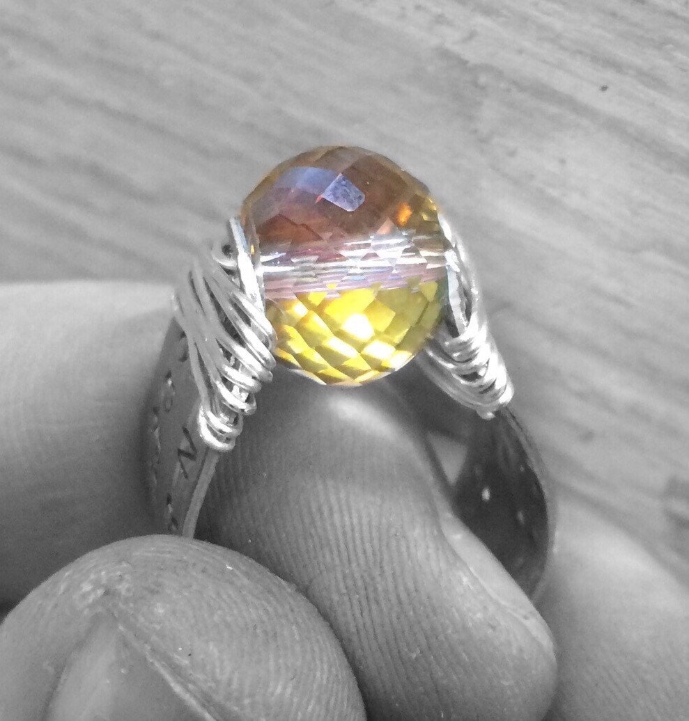 Stethoscope ID Ring Custom and Handmade with Clear/Amber