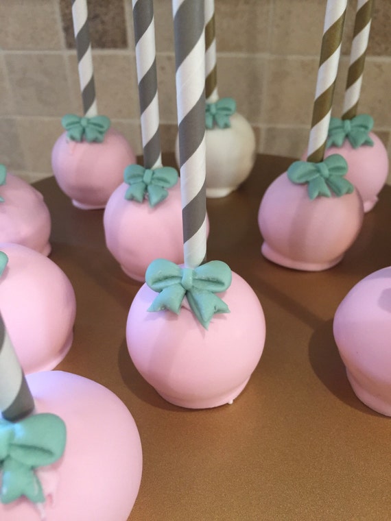 Turquoise and Pink Cake Pop with Bow