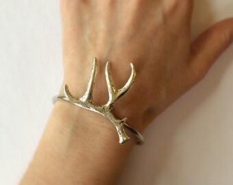 Antler Bracelet Silver Deer Antler Bracelet Antler bangle deer Bracelet Bangle Artisan Jewelry Antler Jewelry Silver stacking bracelet